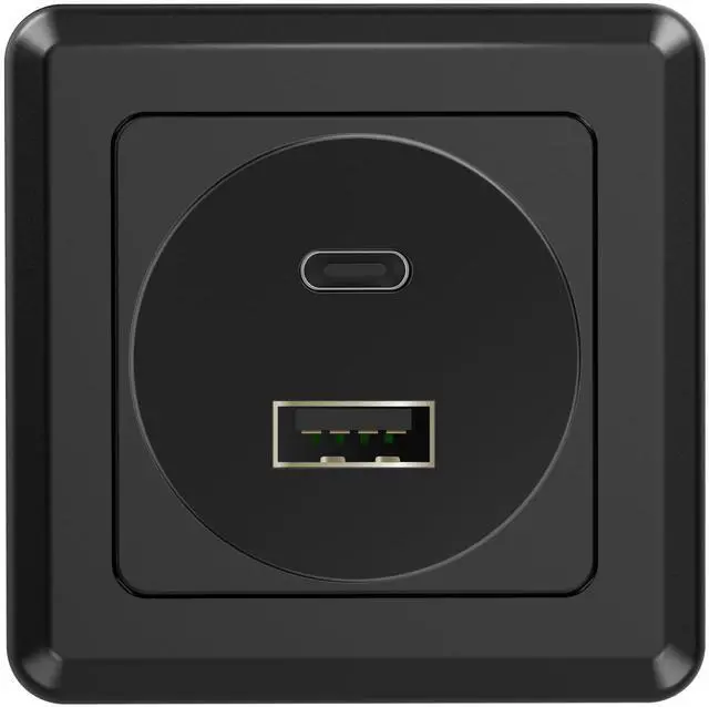 Main image of RV USB Outlet 12V Wall Mount,PD3.0 30W & QC3.0 18W USB-A/C Dual Port Socket, 12V Aluminum USB Quick Charging Outlet with Black Faceplate, Great for RV, Boat, Caravan, Camper Trailer (1)