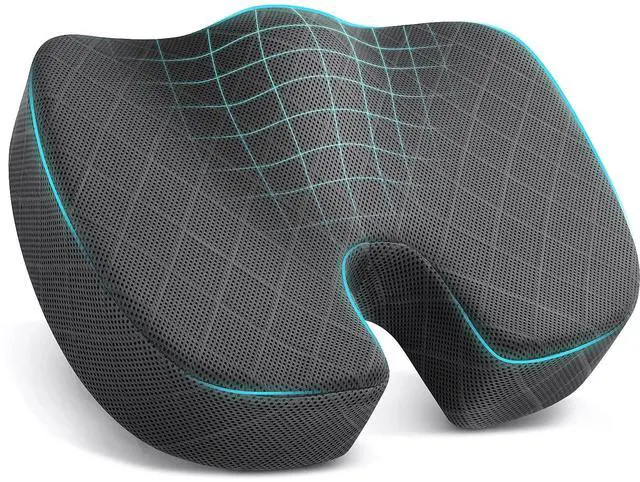 Main image of Seat Cushion - Memory Foam Sitting Pillow for Office Chair, Car Seat, Airplane, Bleacher - Sciatica & Hip & Coccyx Pain Relief Desk Chair Cushion for Long Sitting Office Workers, Car Drivers