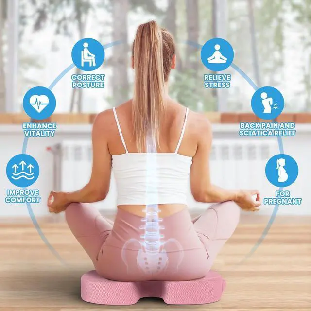 Alt view image 4 of 7 - Office/Car Seat Cushion, Non-Slip Sciatica & Back Coccyx Tailbone Pain Relief Chair Pad, Memory Foam Butt Pillow for Computer Desk, Wheelchair, Driving (Pink)