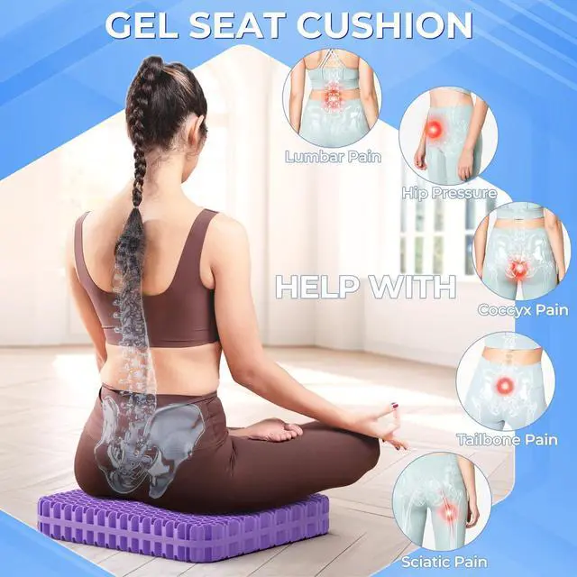 Alt view image 6 of 7 - Gel Seat Cushion for Long Sitting, Enlarged & Thickened Patent Design, Breathable Cooling for Office Chair, Soft Car Seat Cushion for Wheelchair (Standard, Black)