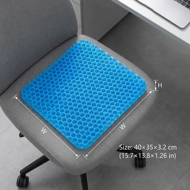Alt view image 2 of 7 - Gel Seat Cushion, Gel Cushion, Cool & Breathable & Non-Slip for Car, Office, Home, Wheelchair (Blue, 40 x 35 x 3.2 cm)