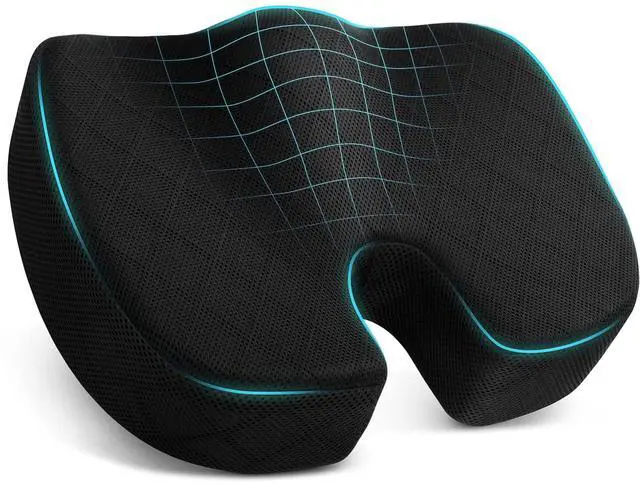 Main image of Office/ Car Seat Cushion, Non-Slip Sciatica & Back Coccyx Tailbone Pain Relief Chair Pad, Memory Foam Butt Pillow for Computer Desk, Wheelchair, Driving (Black)