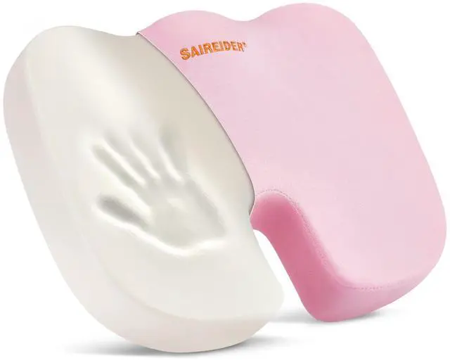 Main image of Office Chair Cushion, Car Seat Cushion, Memory Foam Coccyx Cushion Pads for Tailbone Pain, Sciatica Relief Pillow, Correct Sitting Posture (Pink)