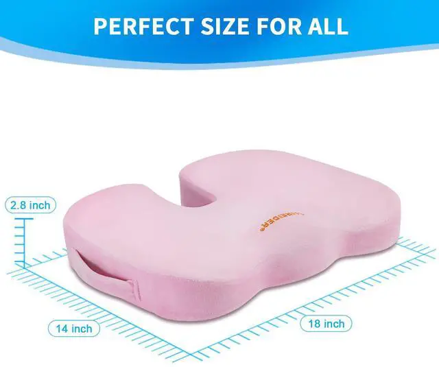 Alt view image 6 of 7 - Office Chair Cushion, Car Seat Cushion, Memory Foam Coccyx Cushion Pads for Tailbone Pain, Sciatica Relief Pillow, Correct Sitting Posture (Pink)
