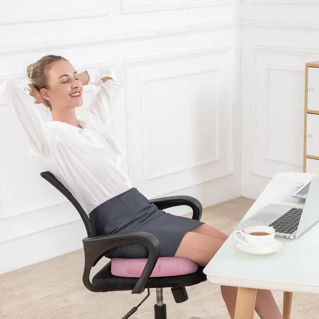Alt view image 7 of 7 - Office Chair Cushion, Car Seat Cushion, Memory Foam Coccyx Cushion Pads for Tailbone Pain, Sciatica Relief Pillow, Correct Sitting Posture (Pink)