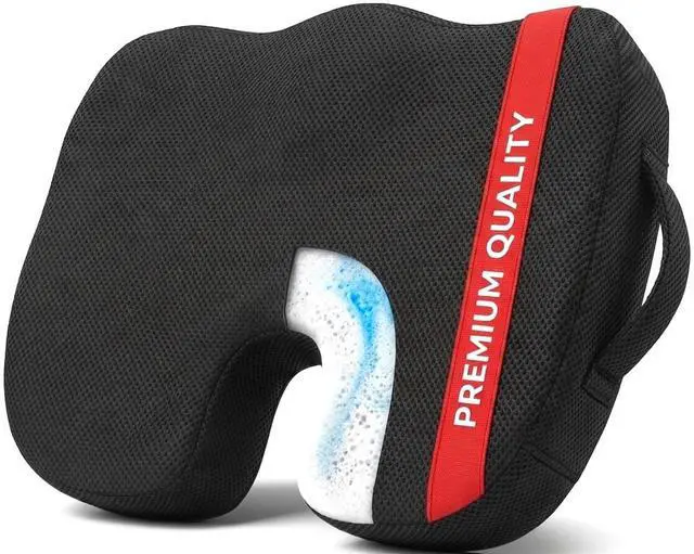 Main image of Premium Orthopedic Memory Foam Seat Cushion for Office Chair & Car Seat .Ergonomic U-Shape Coccyx Pillow for Tailbone & Sciatica Pain Relief Lower Back Problems and Long Sitting Comfort. (Black)