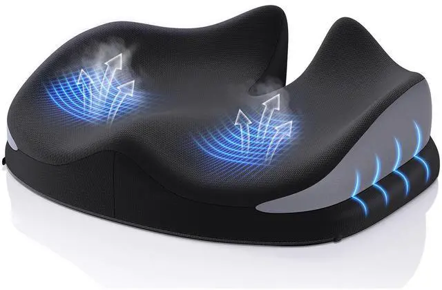 Alt view image 3 of 7 - Large Seat Cushion for Office Chair Memory Foam Coccyx Pain Relief Cushion Pillow for Back Support Non-Slip Seat Pad for Office Desk, Car Seat, Wheelchair, Sciatica
