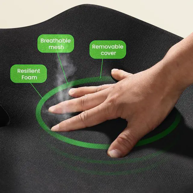 Alt view image 6 of 7 - Large Seat Cushion for Office Chair Memory Foam Coccyx Pain Relief Cushion Pillow for Back Support Non-Slip Seat Pad for Office Desk, Car Seat, Wheelchair, Sciatica