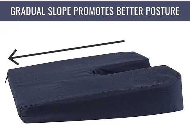 Alt view image 6 of 7 - Gradual Slope Coccyx Seat Cushion for Coccyx, Sciatica, Tailbone Pain, Dining Chairs, Desk Chairs, Thin Car Seats, Wheelchairs, Washable Cover, 15 Inch, Navy