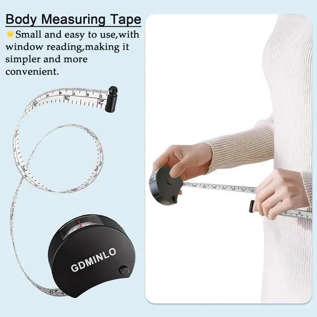 Alt view image 3 of 4 - Body Measuring Tape, Retractable Soft Double-Scale, 60 Inch/150 cm, Black