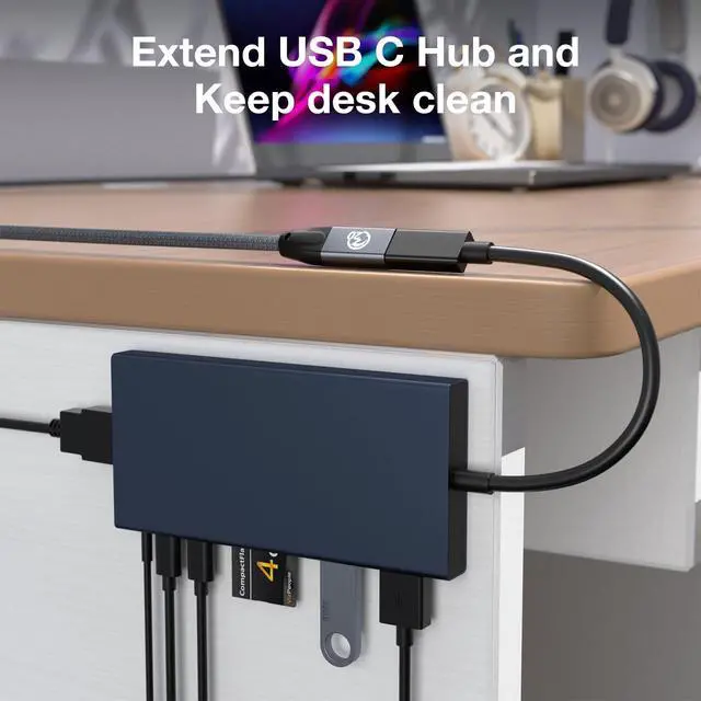Alt view image 6 of 7 - Right Angle USB C Extension Cable 1ft, 90 Degree USB-C 3.2 Female to Male Cable 20Gbps, 4K Video PD 3.1 240W Fast Charging Type C Extender Short, for PSVR2, MacBook, iPad, iPhone17, Magsafe Charger