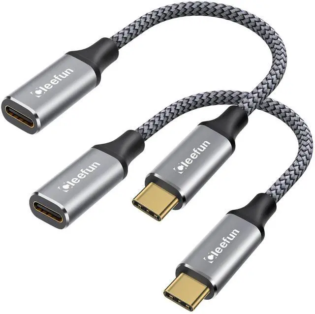 Main image of Short USB-C Extension Cable (1ft, 2-Pack), USB-C Male to Female, 10Gbps Data & 4K Video Sync, 100W Fast Charging for Laptop, Tablet, Phone