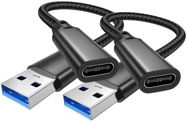Main image of USB C Female to USB Male Adapter 2-Pack, 10Gbps Short USB C Female to USB A Male Extension Cable 6in, USB 3.2 Gen 2 OTG,60W &3A Charging USBA to USBC Adapter Cable for Laptop,PC,U Disk,Mag-safe