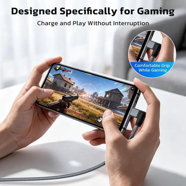 Alt view image 5 of 7 - Right Angle USB C Extension Cable 0.66FT,90 Degree Type C 3.2 Gen2 Female to Male Extender Short Cord,L Shape Thunderbolt 3 Lead for iPhone 17e 16 15,iPad Air,Nintendo Switch,Samsung Galaxy S26