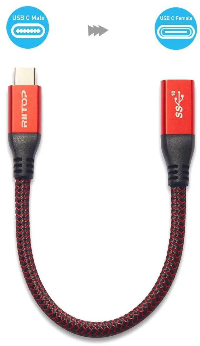 Alt view image 3 of 7 - USB C Extension Cable Short, USB-C Male to Female Extender Braided Cord for Nintendo Switch, MacBook Pro 7.8inch (Thunderbolt 3 Compatible)