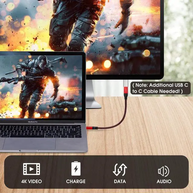 Alt view image 6 of 7 - USB C Extension Cable Short, USB-C Male to Female Extender Braided Cord for Nintendo Switch, MacBook Pro 7.8inch (Thunderbolt 3 Compatible)