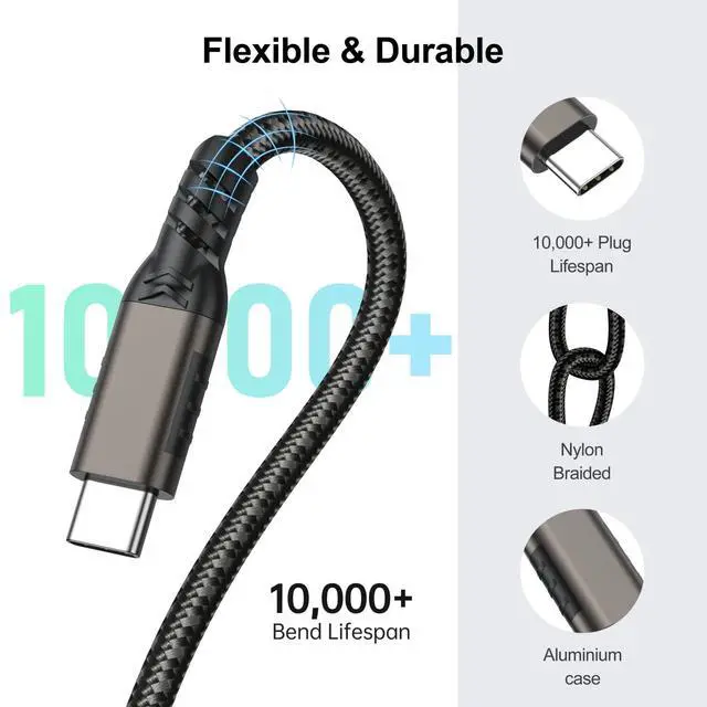 Alt view image 3 of 7 - USB C Extension Cable 6.6ft USBC Male to Female Cord Support 4K Video Output, Fast Charge 100W, Data Transfer 10Gbps, USB 3.2 Gen 2 Extender for PC, Monitor, Carplay,Phone,Arzopa, KKY, SSD,Switch,Dock