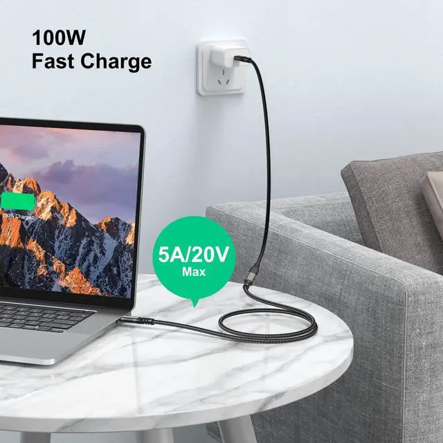 Alt view image 4 of 7 - USB C Extension Cable 6.6ft USBC Male to Female Cord Support 4K Video Output, Fast Charge 100W, Data Transfer 10Gbps, USB 3.2 Gen 2 Extender for PC, Monitor, Carplay,Phone,Arzopa, KKY, SSD,Switch,Dock