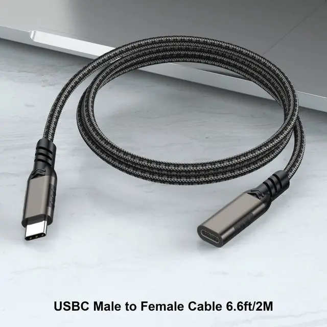 Alt view image 7 of 7 - USB C Extension Cable 6.6ft USBC Male to Female Cord Support 4K Video Output, Fast Charge 100W, Data Transfer 10Gbps, USB 3.2 Gen 2 Extender for PC, Monitor, Carplay,Phone,Arzopa, KKY, SSD,Switch,Dock