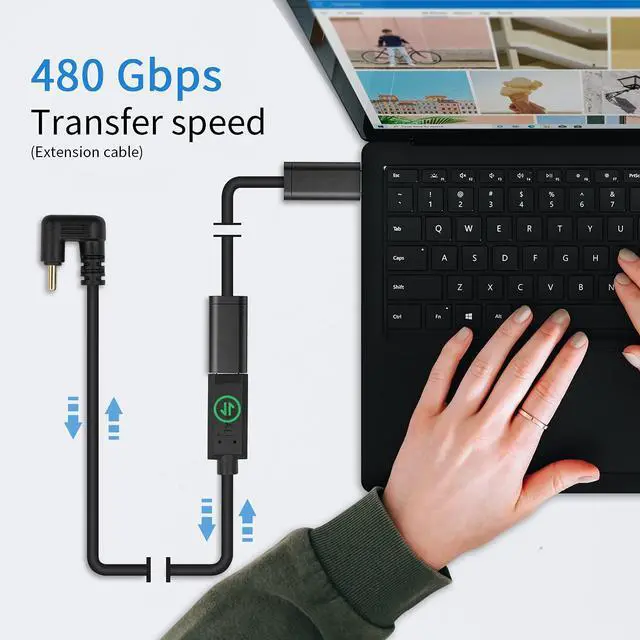 Alt view image 5 of 7 - USB Type C Extension Cable 6ft, U Shape USB C 10Gbps 60W USB 3.1 Type C Male to Female Cable, 180 Degree Type C Extender for Smartphone, MacBook