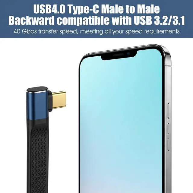 Alt view image 5 of 7 - 5.5 inch Right Angle USB C Male to Female Extender Cord PD 240W, Flat Short USB C Extension Cable, 40Gbps USB 4.0/3.2/3.1/2.0 Type C Extender Cable 8K/60hz Video for Phone, External SSD, Docking