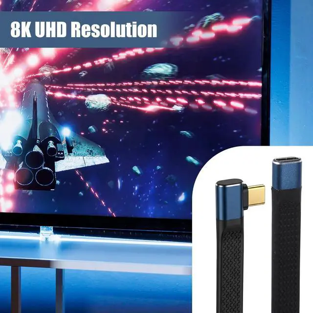 Alt view image 7 of 7 - 5.5 inch Right Angle USB C Male to Female Extender Cord PD 240W, Flat Short USB C Extension Cable, 40Gbps USB 4.0/3.2/3.1/2.0 Type C Extender Cable 8K/60hz Video for Phone, External SSD, Docking