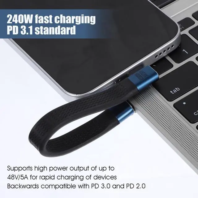 Alt view image 6 of 7 - 5.5 inch Right Angle USB C Male to Female Extender Cord PD 240W, Flat Short USB C Extension Cable, 40Gbps USB 4.0/3.2/3.1/2.0 Type C Extender Cable 8K/60hz Video for Phone, External SSD, Docking