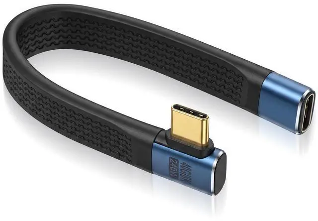Main image of 5.5 inch Right Angle USB C Male to Female Extender Cord PD 240W, Flat Short USB C Extension Cable, 40Gbps USB 4.0/3.2/3.1/2.0 Type C Extender Cable 8K/60hz Video for Phone, External SSD, Docking