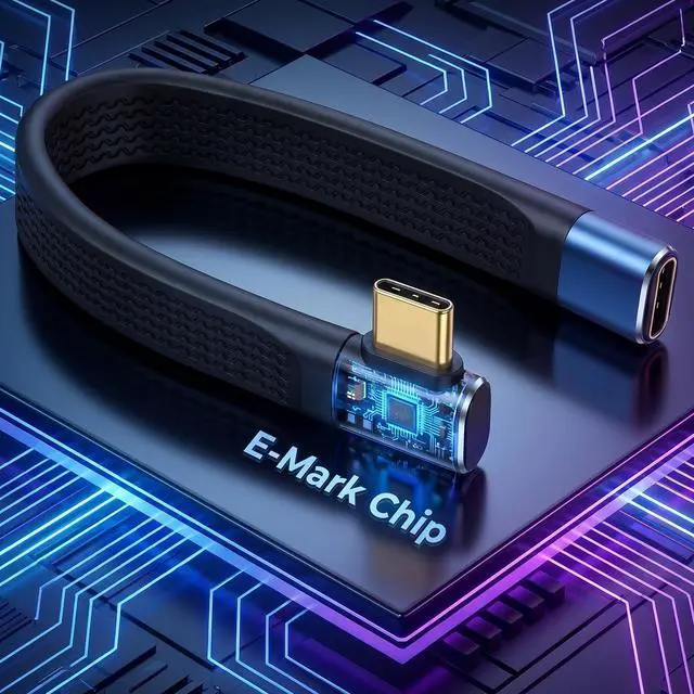Alt view image 3 of 7 - 5.5 inch Right Angle USB C Male to Female Extender Cord PD 240W, Flat Short USB C Extension Cable, 40Gbps USB 4.0/3.2/3.1/2.0 Type C Extender Cable 8K/60hz Video for Phone, External SSD, Docking