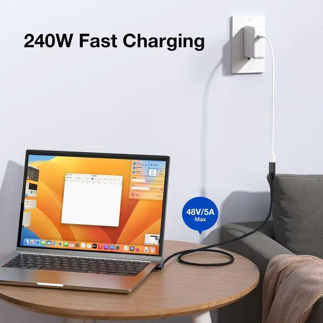 Alt view image 2 of 7 - 240W USB C Extension Cable 6ft, Right Angle USB C 3.2 Male to Female Cable, 4K Video 20Gbps PD Fast Charging, Type C Extender, for PSVR2/USBC Hub/MacBook/iPad/iPhone16 15/Magsafe Charger
