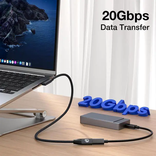 Alt view image 3 of 7 - 240W USB C Extension Cable 6ft, Right Angle USB C 3.2 Male to Female Cable, 4K Video 20Gbps PD Fast Charging, Type C Extender, for PSVR2/USBC Hub/MacBook/iPad/iPhone16 15/Magsafe Charger