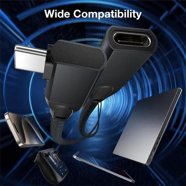 Alt view image 7 of 7 - 240W USB C Extension Cable 6ft, Right Angle USB C 3.2 Male to Female Cable, 4K Video 20Gbps PD Fast Charging, Type C Extender, for PSVR2/USBC Hub/MacBook/iPad/iPhone16 15/Magsafe Charger