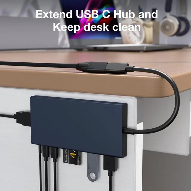 Alt view image 6 of 7 - 240W USB C Extension Cable 6ft, Right Angle USB C 3.2 Male to Female Cable, 4K Video 20Gbps PD Fast Charging, Type C Extender, for PSVR2/USBC Hub/MacBook/iPad/iPhone16 15/Magsafe Charger