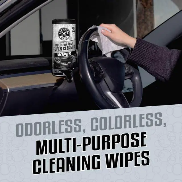 Alt view image 2 of 7 - Nonsense All Purpose Cleaner Wipes - 30 Count Canister For Car Interior And Exterior - Safe On Vinyl, Rubber, Plastic, Leather, Carpet, Upholstery, And More - Residue-Free Cleaning Power