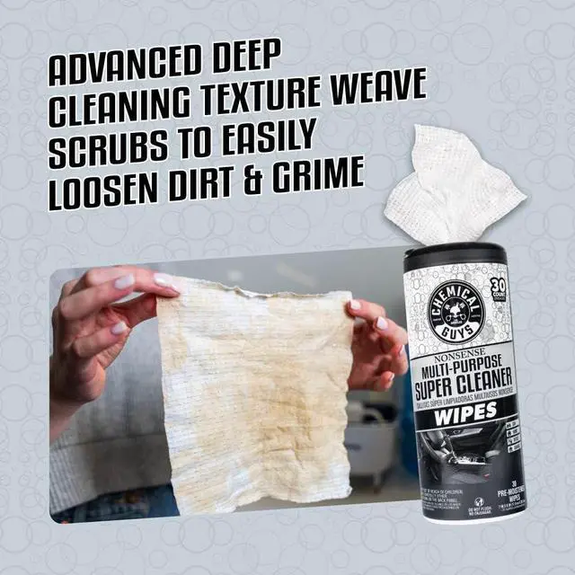Alt view image 6 of 7 - Nonsense All Purpose Cleaner Wipes - 30 Count Canister For Car Interior And Exterior - Safe On Vinyl, Rubber, Plastic, Leather, Carpet, Upholstery, And More - Residue-Free Cleaning Power