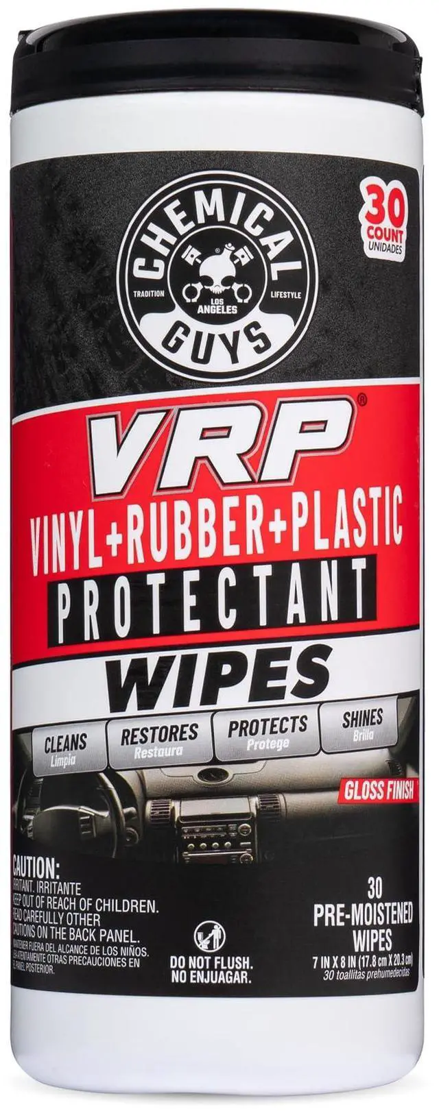 Main image of VRP, Vinyl, Rubber, Plastic, Shine & Protectant Canister Wipes, Great For Cars, Trucks, SUVs, RVs, & More (30 Ct) - PMWCTVD10730