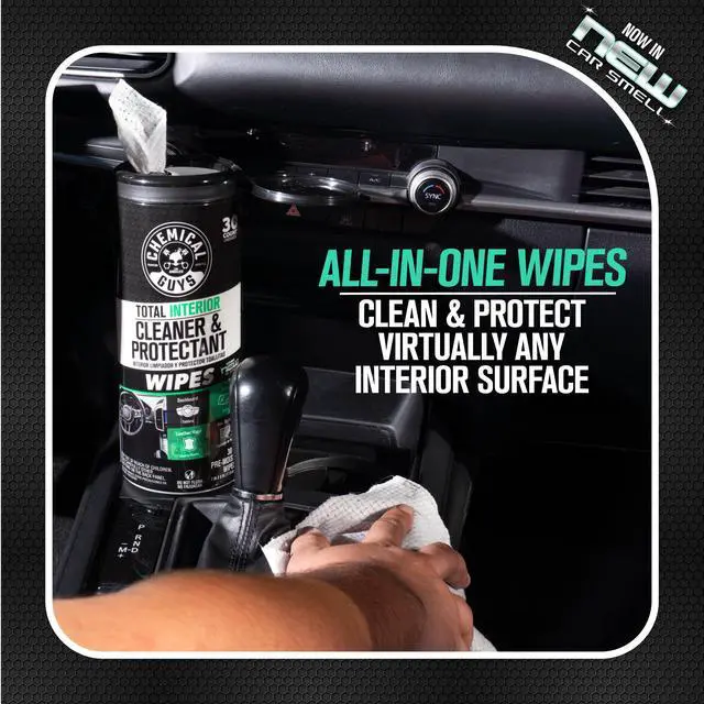 Alt view image 2 of 5 - Total Interior Cleaner and Protectant Wipes Canister, New Car Smell - All Surface Interior Cleaning Wipes for Dash Seats Door Panels Leather Vinyl & Fabric - Fresh New Car Scent, 2 Pack