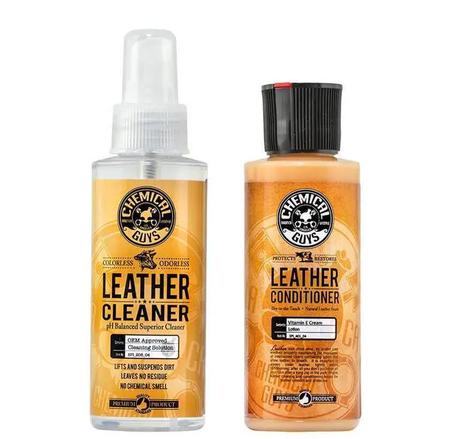 Main image of Leather Cleaner and Conditioner Kit - 2 Bottles (4 oz Each), Car Cleaner and Conditioner, Safely Cleans & Conditions Leather Car Interiors, Furniture, Shoes, Boots, Bags, Apparel & More