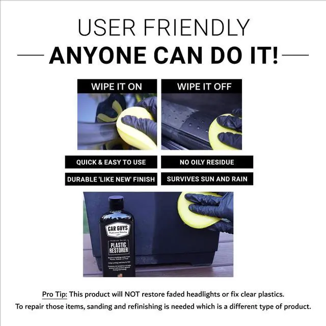 Alt view image 5 of 7 - Plastic Restorer | Bring Plastic, Rubber, and Vinyl Back to Life! | User Friendly Trim Restorer | Safe Auto Detailing Supplies | 8 Oz Kit with Foam Applicator