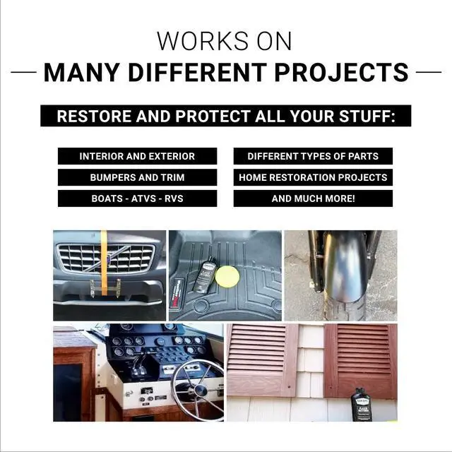 Alt view image 6 of 7 - Plastic Restorer | Bring Plastic, Rubber, and Vinyl Back to Life! | User Friendly Trim Restorer | Safe Auto Detailing Supplies | 8 Oz Kit with Foam Applicator