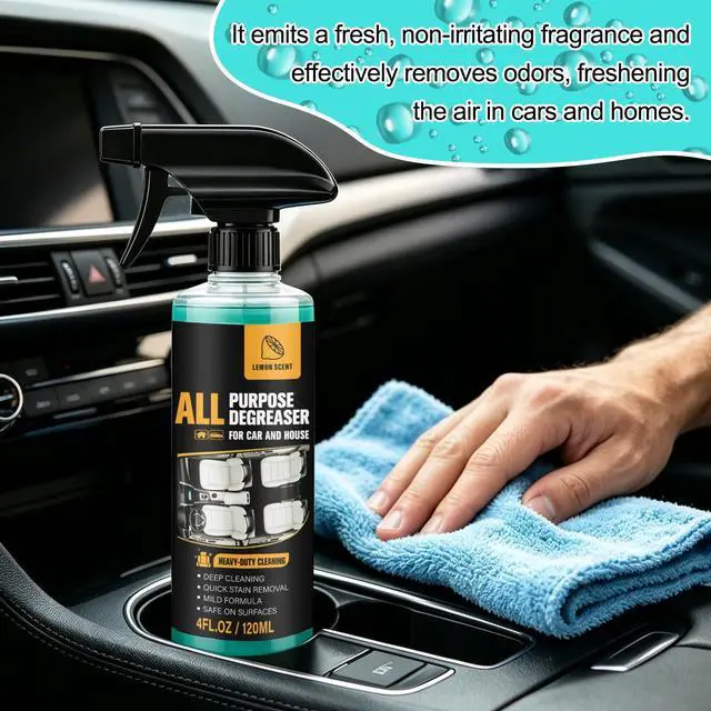 Alt view image 3 of 7 - 2Pcs All Purpose Degreaser for Car and House,Lemon Scent,Heavy-Duty Cleaning Spray For Car Interior and Exterior,Quick Stain Removal for Kitchen,Countertops,Appliances,120ml/4fl.oz