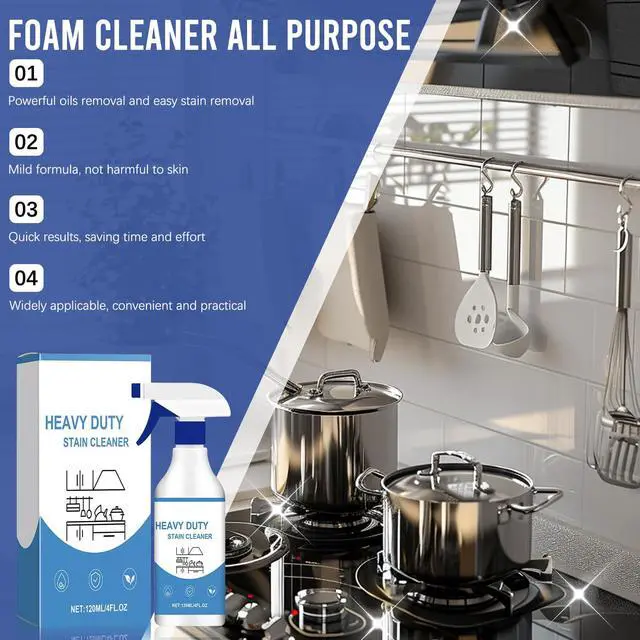 Alt view image 6 of 7 - 2Pcs New All Purpose Foam Cleaner, Kitchen Cleaning Spray, Kitchen Grease Cleaner for Pots, Countertops, Ovens
