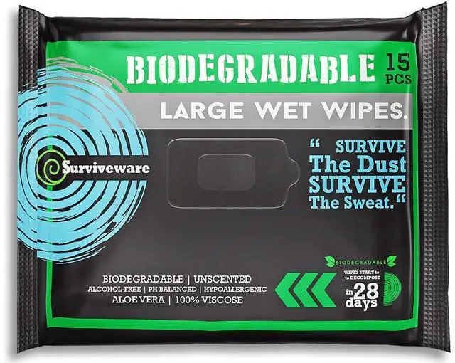 Main image of Flushable Wipes for Adults, Men or Women - Unscented | Biodegradable Wet Wipe for Face, Body Butt, Post Workout, Travel Outdoors, Camping, 15 Count, Pack of 1