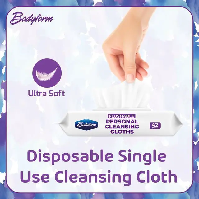 Alt view image 2 of 5 - Flushable Personal Cleansing Cloths for Adults (42 Count (Pack of 1) - Ideal for Bathing, Menstrual Care, and Incontinence | Unscented Adult Wipes for Confidence in Freshness