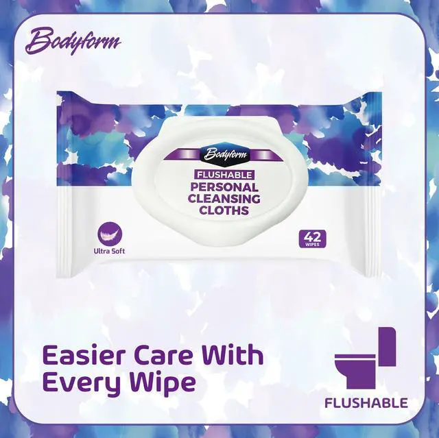Alt view image 4 of 5 - Flushable Personal Cleansing Cloths for Adults (42 Count (Pack of 1) - Ideal for Bathing, Menstrual Care, and Incontinence | Unscented Adult Wipes for Confidence in Freshness