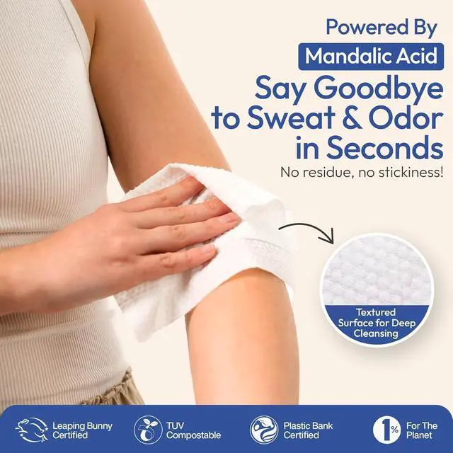 Alt view image 6 of 7 - Acidified Deodorant Wipes for Women & Men - 5 Count Variety Pack | Individually Wrapped Mini Deodorant Wipes, Travel Size - Plastic-Free, pH Balanced Underarm & Body Wipes - Fits Any Bag