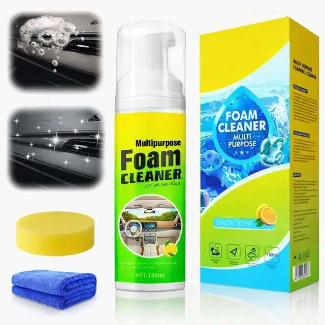 Main image of Car Interior Cleaner Foam - Car Dashboard, Seat, Carpet, Upholstery Cleaner, Auto Interior Detailing Spray Leather Vinyl Plastic Cleaner - Remove Stain & Grime & Grease - 150ml