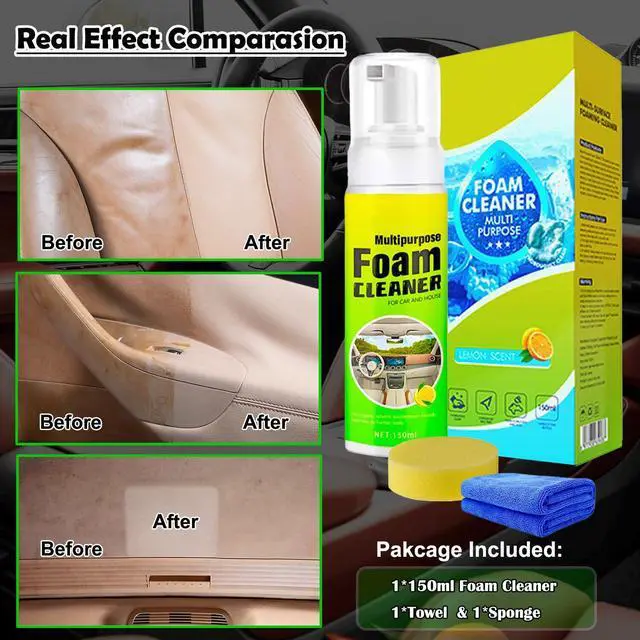 Alt view image 7 of 7 - Car Interior Cleaner Foam - Car Dashboard, Seat, Carpet, Upholstery Cleaner, Auto Interior Detailing Spray Leather Vinyl Plastic Cleaner - Remove Stain & Grime & Grease - 150ml