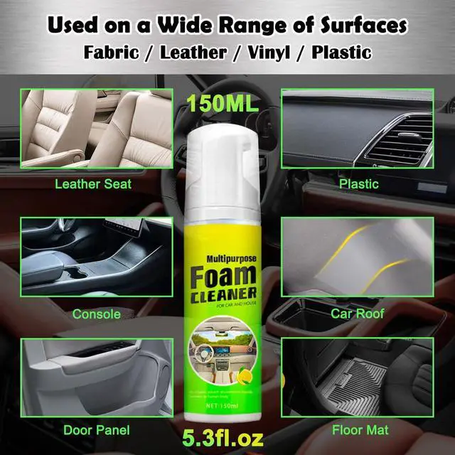 Alt view image 5 of 7 - Car Interior Cleaner Foam - Car Dashboard, Seat, Carpet, Upholstery Cleaner, Auto Interior Detailing Spray Leather Vinyl Plastic Cleaner - Remove Stain & Grime & Grease - 150ml