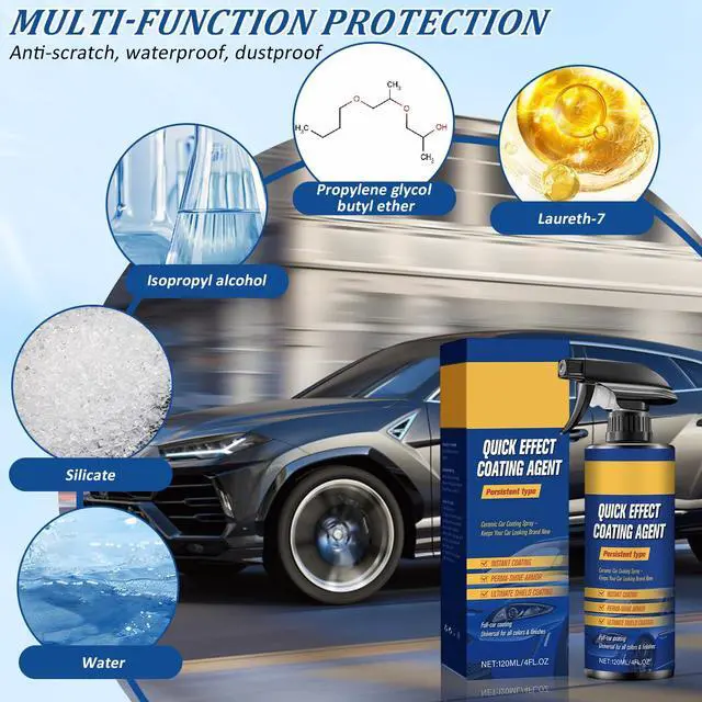 Alt view image 4 of 7 - Advanced Car Quick-Acting Coating Agent Spray, Scratch Wax Polish Waterless Wash, Quick Effective Coating Spray, Car Coating Sprays Cleaning Kit, Oil Film Emulsion Glass Cleaner